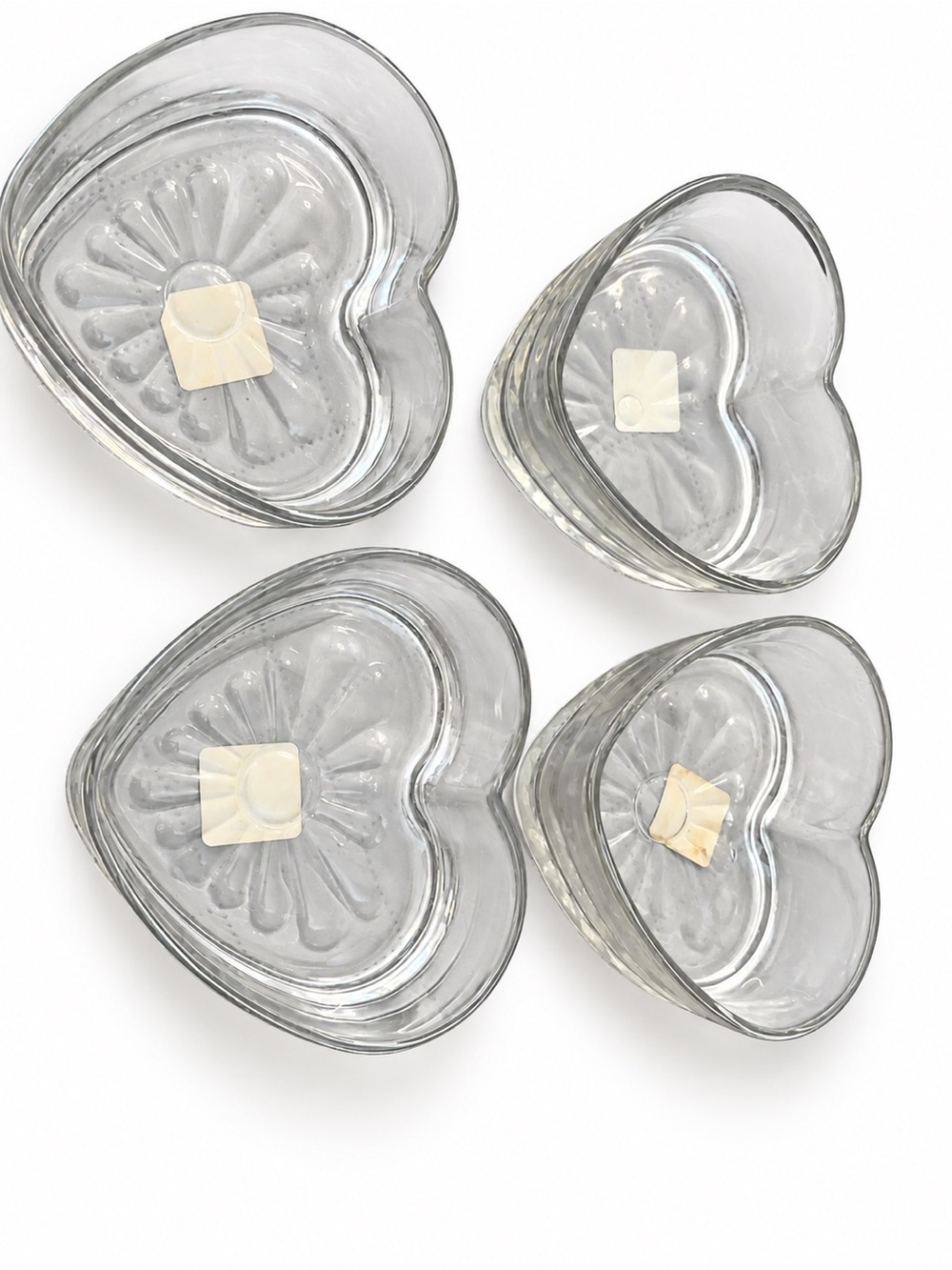 Libbey Clear Heart-Shaped Glass Bowls - Set of 4